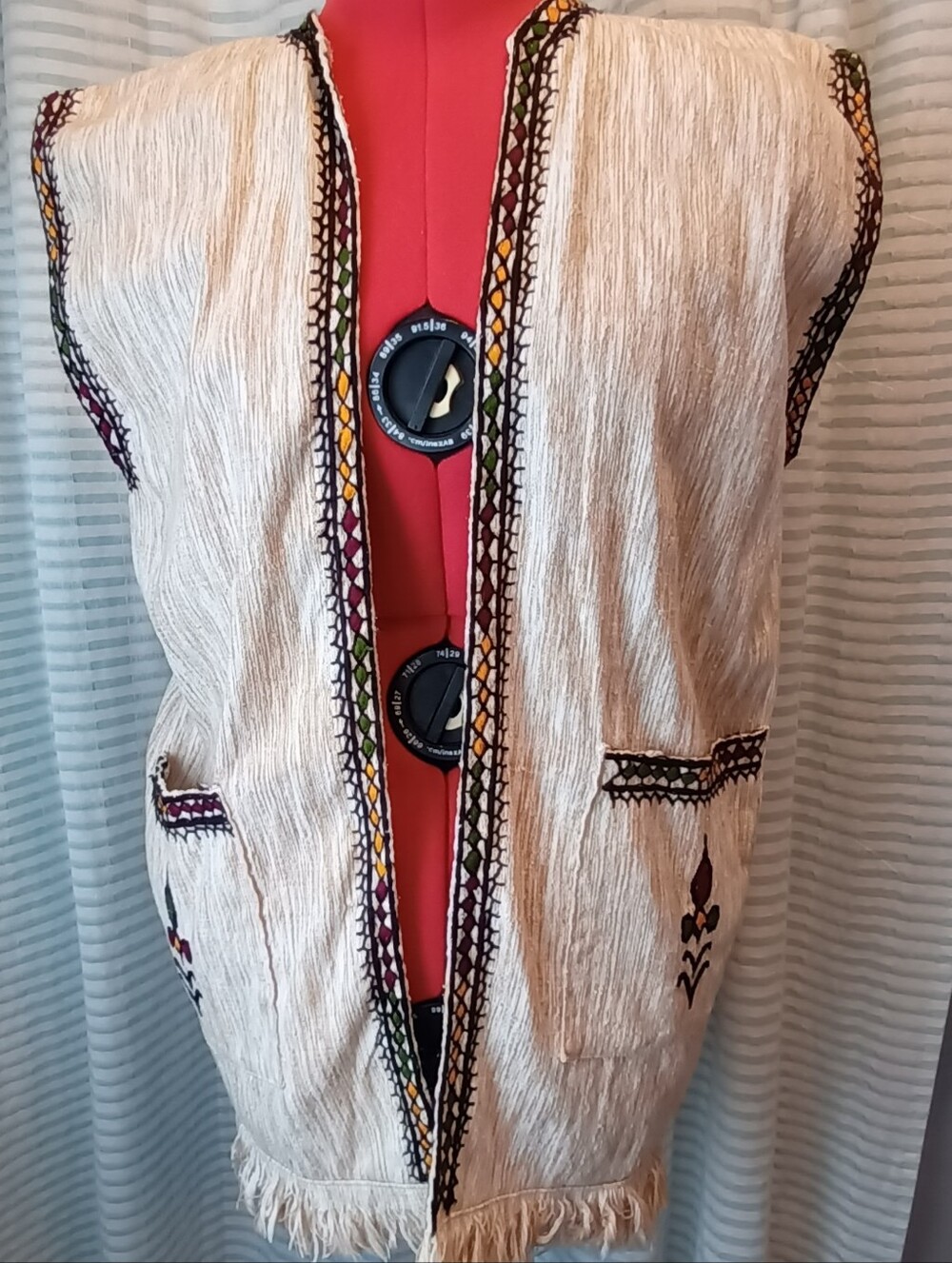 Unbranded Cream Unisex Vest With Embroidery 100% Handspun Ethiopian Cotton - Picture 4 of 11